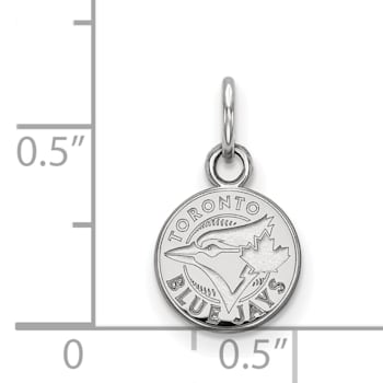 Rhodium Over Sterling Silver MLB Toronto Blue Jays LogoArt Circle Pendant