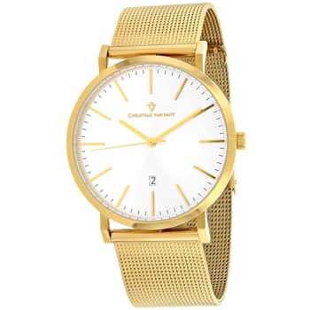 Christian Van Sant Men's Paradigm White Dial, Yellow Stainless Steel Watch