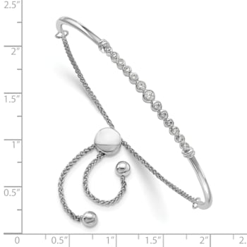 14K White Gold Lab Grown Diamond VS/SI GH, Bar Adjustable Bracelet