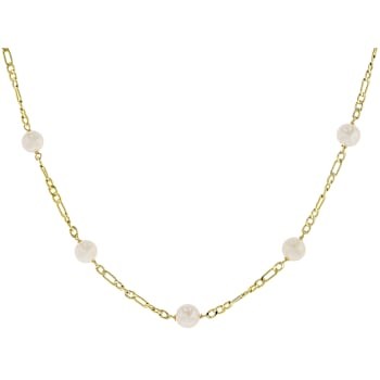 Cultured Freshwater Pearl Station Necklace In 18K Gold Over Sterling
Silver 24 Inch