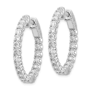 Rhodium Over 14K White Gold Oro Spotlight Lab Grown Diamond SI+, H+,
Hoop with Safety Clasp Earrings
