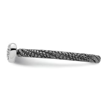 Ruthenium Over Sterling Silver Diamond Stackable Expressions Heart Ring 0.02ctw