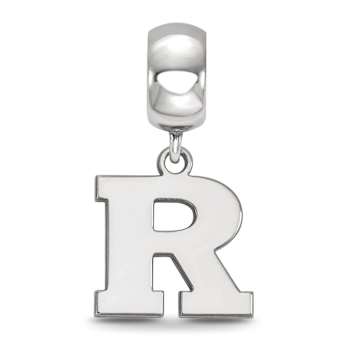 Sterling Silver Rhodium-plated LogoArt Rutgers University Small Dangle Bead