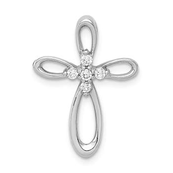 Rhodium Over 14k White Gold Diamond Cross Chain Slide Pendant