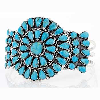 Kingman Turquoise Cuff Bracelet In Sterling Silver