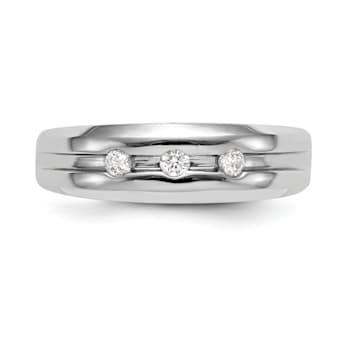 Rhodium Over 14K White Gold Lab Grown Diamond SI1/SI2, G H I, Men's Band