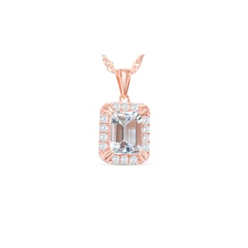 Octagonal Aquamarine and Cubic Zirconia 18K Rose Gold Over Sterling
Silver Pendant and chain, 2.3ctw