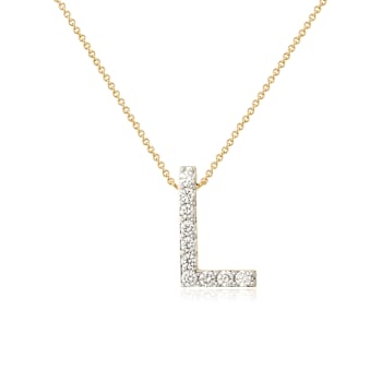 Lab-Grown Diamond Initial L Necklace In 14K Gold Over Sterling Silver 0.50ctw
