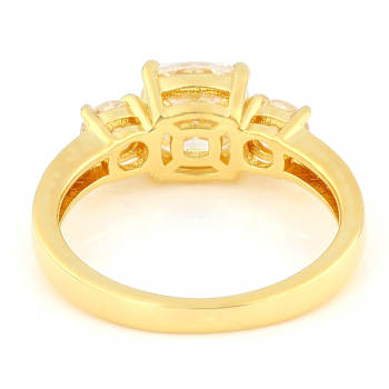 Diamond Simulant 3-Stone Band Ring In 18K Gold Over Sterling Silver 2.55ctw