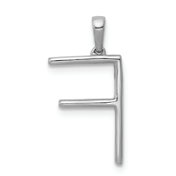Rhodium Over 14K White Gold Diamond Letter F Initial Pendant
