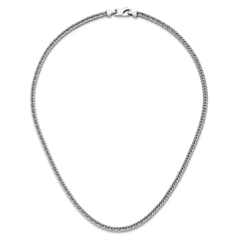 Rhodium Over Sterling Silver Polished 4.0mm Franco 24 Inch Chain