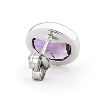 Purple Round Amethyst Sterling Silver Earrings 9ctw