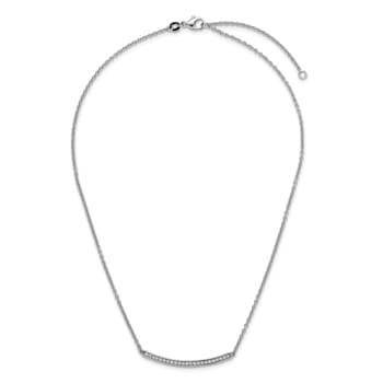 Rhodium Over 14K White Gold Diamond Curved Bar 16 Inch with 2 Inch
Extension Necklace