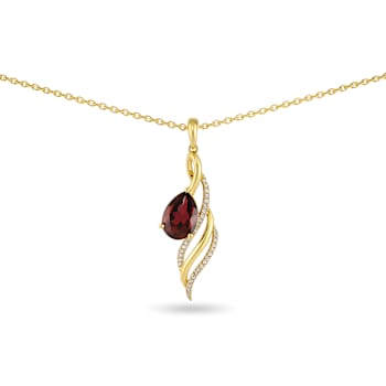 Natural Red Garnet 14K Yellow Gold Over Sterling Silver Pear Shape
Pendant with Chain