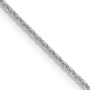 Rhodium Over 10k White Gold 0.9mm Solid Cable 18 Inch Chain