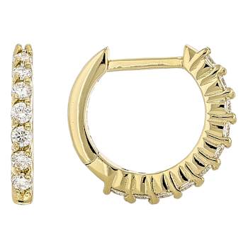 Lab-Grown Diamond Huggie and Hoop Earring Set in 14K Gold Over Sterling Silver