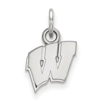Rhodium Over Sterling Silver LogoArt University of Wisconsin Extra Small Pendant