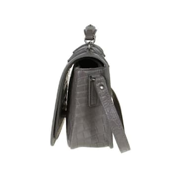 Saint Laurent Charlotte Crocodile Embossed Leather Grey Crossbody Bag