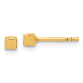 14k Yellow Gold Polished 2.5mm Cube Stud Earrings