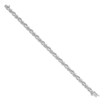 Rhodium Over 14k White Gold Diamond Infinity Link Bracelet