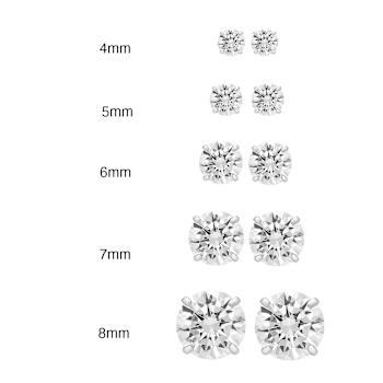 14k White Gold Cubic Zirconia Stud Earrings - 5MM