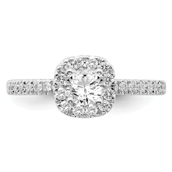 Rhodium Over 14K White Gold Eternal Promise Lab Grown Diamond Halo Ring