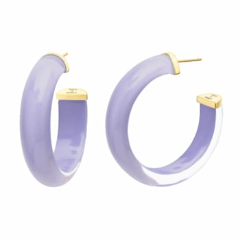 14K Yellow Gold Over Sterling Silver Medium Illusion Acrylic Hoops in Lavender