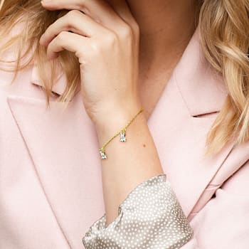 Children's Dog Charm Rolo Chain Bracelet in 18K Yellow Gold Over
Sterling Silver