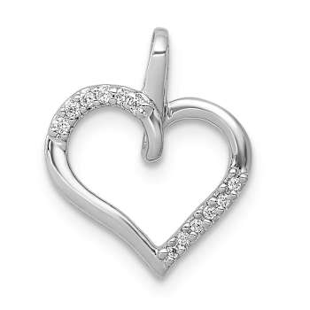 Rhodium Over 14k White Gold Diamond Heart Pendant