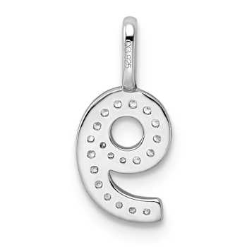 Rhodium Over 14k White Gold Diamond Number 9 Pendant