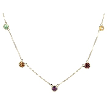 Multi-Garnet Station Necklace In 18K Gold Over Sterling Silver 1.22ctw