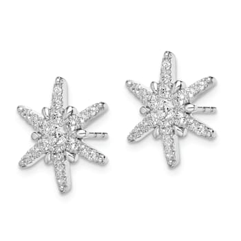 Rhodium Over 14K White Gold Lab Grown Diamond SI1/SI2, G H I, Star Post Earrings