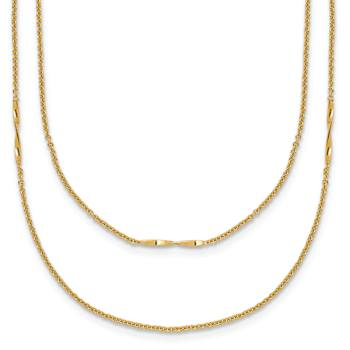 14K Yellow Gold Polished 2-Strand Twist Bar Station Necklace