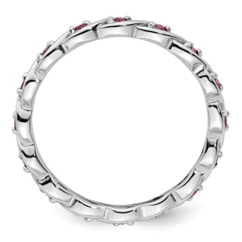 Sterling Silver Stackable Expressions Lab Created Ruby Ring 0.34ctw
