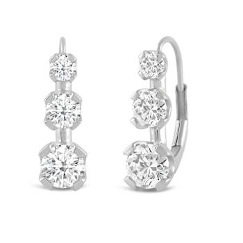 White Cubic Zirconia 14k White Gold Earrings With Velvet Gift Box 2.00ctw