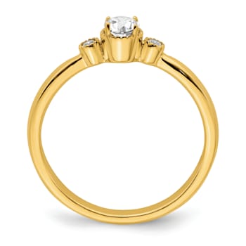 14K Yellow Gold Petite Beaded Edge Round Diamond Ring 0.24ctw