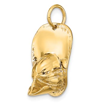 14k Yellow Gold Textured Large Fireman's Hat Charm Pendant