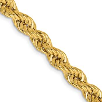 14k Yellow Gold 5mm Solid Rope 30 Inch Chain