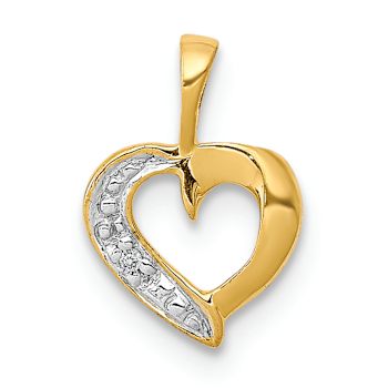 14K Two-tone Gold Diamond Heart Pendant