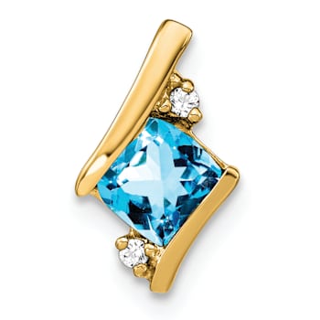 10k Yellow Gold 0.66 ctw Cushion Swiss Blue Topaz and Diamond Chain
Slide Pendant