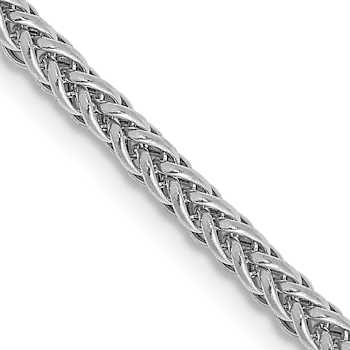 Rhodium Over 14k White Gold 2.35mm 3-Wire Wheat Link 24 Inch Chain