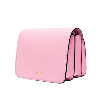 Versace La Medusa Logo Plaque Pink Pebbled Leather Crossbody Bag