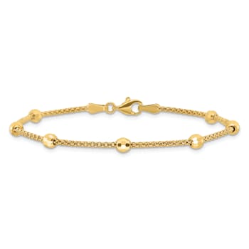 14K Yellow Gold Polished and Diamond-cut Beads Bracelet