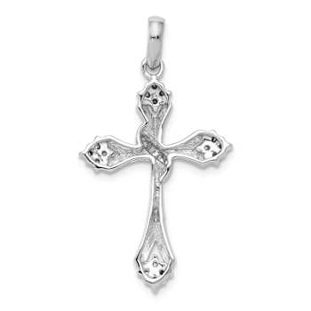 Rhodium Over 14k White Gold Diamond Cross Pendant