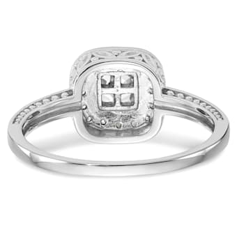 Rhodium Over 14K White Gold Diamond Cluster Engagement Ring 0.22ctw