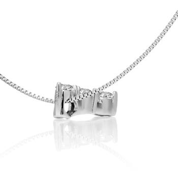 White Cubic Zirconia 14k White Gold Pendant With Chain 0.20ctw