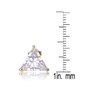 Triangle CZ Stud Earrings In 14K Gold Over Sterling Silver