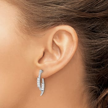 Rhodium Over 14K White Gold Lab Grown Diamond Front and Back Post Dangle Earrings