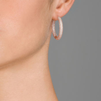 CZ Inside-Out Hoop Earrings In Sterling Silver