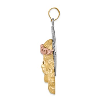 14k Yellow Gold, 14k White Gold and 14k Rose Gold Textured Jesus Pendant